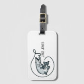 魚とフックパーソナライズされた ラゲッジタグ (正面縦)