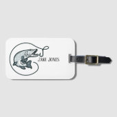魚とフックパーソナライズされた ラゲッジタグ (正面横)