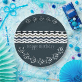 魚とブルーの波のパターン誕生日 ペーパープレート (パーティー)