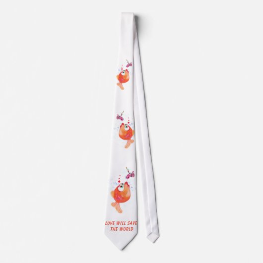 魚とワームのネックタイおもしろい-カスタム文字 ネクタイ (正面)