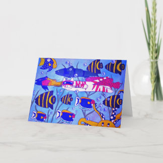 魚と一緒に泳ぐ猫 カード