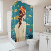魚と一緒に風呂に入る人魚 シャワーカーテン (インサイチュ)