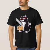 魚と一緒に食べたい焼きサムライ猫すし猫 Tシャツ (正面)