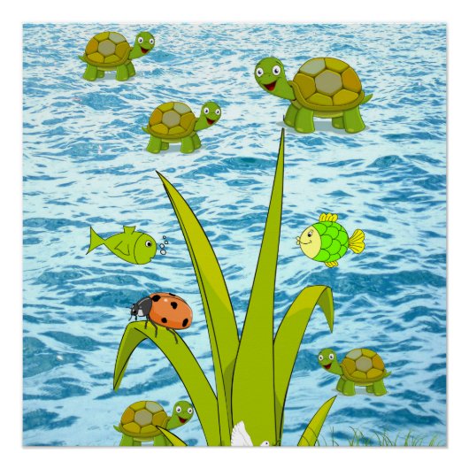 魚と亀のポスタービーチハウスポスター ポスター (正面)