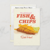 魚と伝統的チップのヴィンテージプリント 招待状 (正面/裏面)