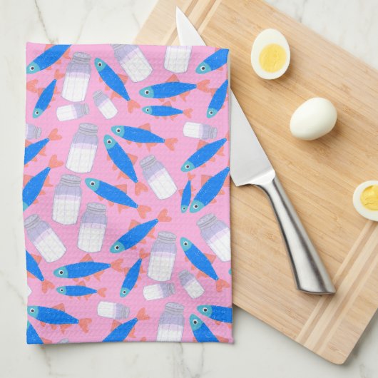 魚と塩 キッチンタオル (四つ折り)