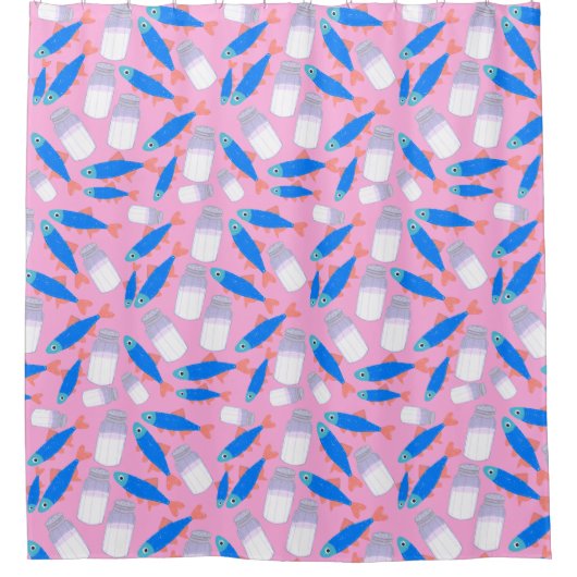 魚と塩 シャワーカーテン (正面)