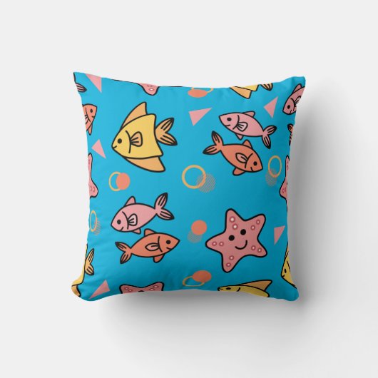 魚と天使の魚の模様 クッション (正面)