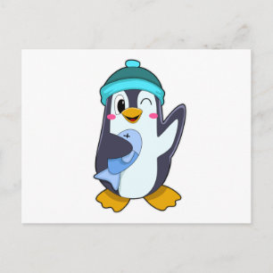 魚と帽子のペンギン ポストカード
