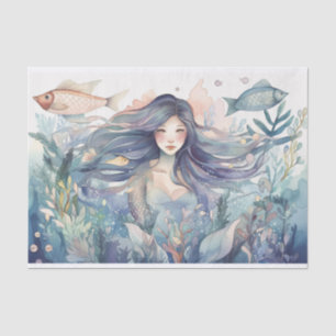 魚と昆布に囲まれた海の人魚 薄葉紙