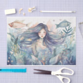 魚と昆布に囲まれた海の人魚 薄葉紙 (クラフト)