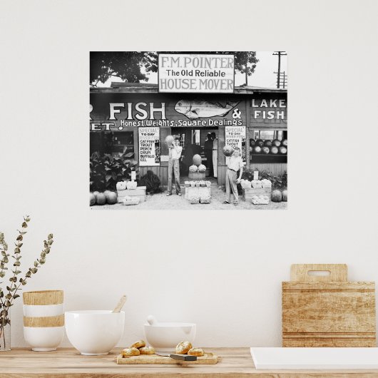 魚と果物： 1936年 ポスター (キッチン)