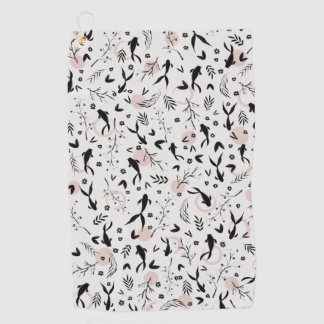 魚と枝日本の絵画の ゴルフタオル