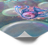 魚と泡の小さなピンクの人魚ファンタジー ポスター (角)