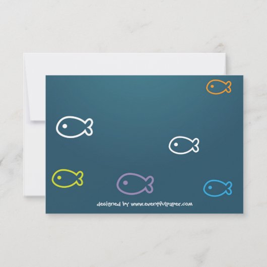 魚と泡 – 3 x 5 B-dayプールパーティの招待状 招待状 (裏面)