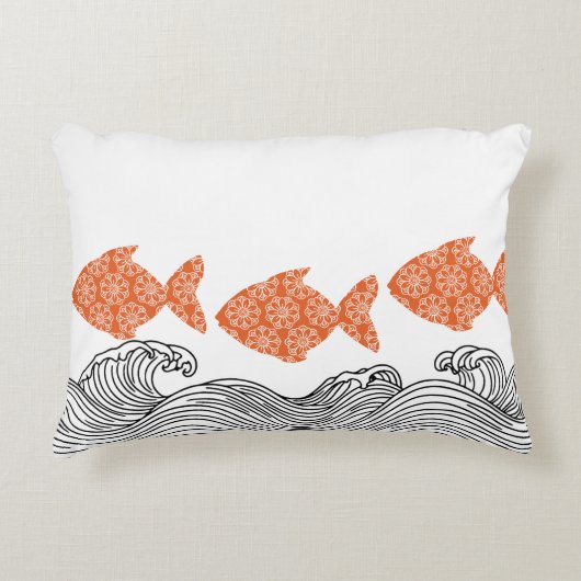 魚と波 アクセントクッション (正面)