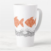 魚と波 カフェラテマグ (右アングル)