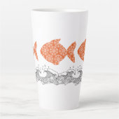 魚と波 カフェラテマグ (正面)