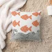 魚と波 クッション (ブランケット)