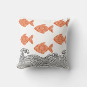 魚と波 クッション (正面)