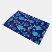 魚と海の悪い目のパターン ドアマット (アングル)