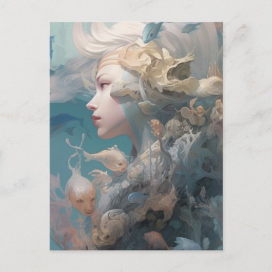 魚と海の美しき婦人 ポストカード (正面)