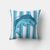 魚と海の色ストライプのジャンプ クッション (裏面)