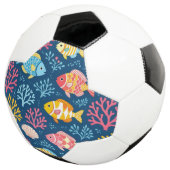 魚と珊瑚のネイビーブルー サッカーボール (3/4)