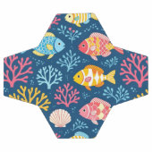 魚と珊瑚のネイビーブルー サッカーボール (フラット)