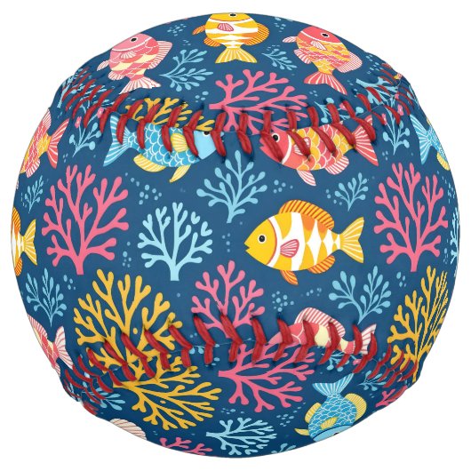 魚と珊瑚のネイビーブルー ソフトボール (正面)