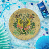 魚と花模様 ペーパープレート (パーティー)