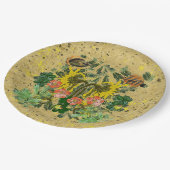 魚と花模様 ペーパープレート (アングル)