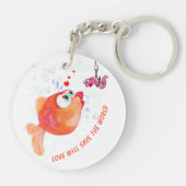 魚と虫おもしろい愛ロマンチックな漫画キーチェーン キーホルダー (裏面)