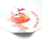 魚と虫おもしろい愛ロマンチックな漫画スケッチ フォトプリント            (角)