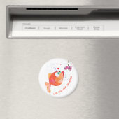 魚と虫おもしろい愛ロマンチックな漫画スケッチ マグネット (インサイチュ (食洗機))