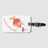 魚と虫おもしろい愛ロマンチックな漫画スケッチ ラゲッジタグ (正面横)