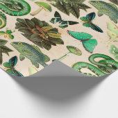魚と蝶の緑ヘビ ラッピングペーパー (角)