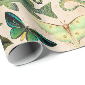 魚と蝶の緑ヘビ ラッピングペーパー (ロールコーナー)