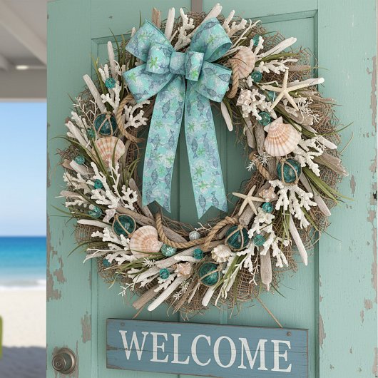 魚と貝殻 サテンリボン