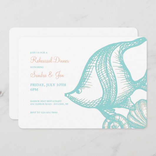 魚と貝殻 招待状 (正面/裏面)