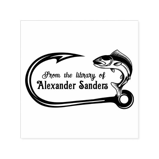 魚と針 #2 図書館の本の名前 セルフインキングスタンプ (デザイン)