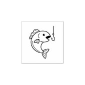 魚と釣り針 1x1 ラバースタンプ (インプリント)
