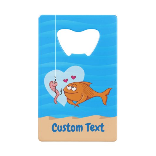 魚と餌のラブクレジットカードボトルオープナー クレジットカード栓抜き (正面)