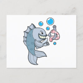 魚と魚のフックとワーム ポストカード