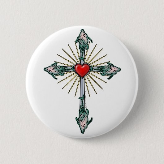 魚と魚の間のハート 缶バッジ (正面)