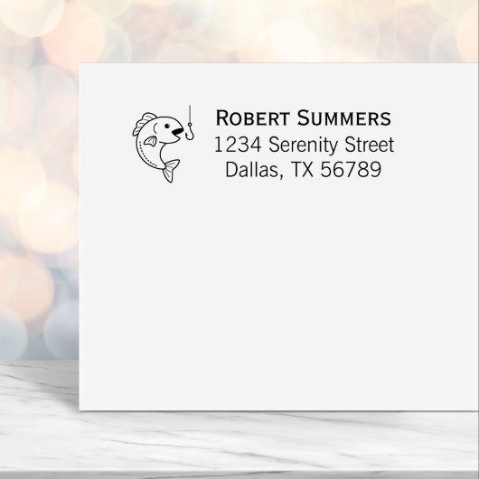 魚と魚釣りフックの住所 セルフインキングスタンプ