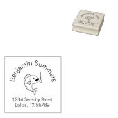 魚と魚釣りフックアーチアドレス ラバースタンプ (押印)