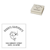 魚と魚釣りフックアーチアドレス ラバースタンプ (押印)