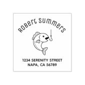 魚と魚釣りフックアーチアドレス ラバースタンプ (インプリント)