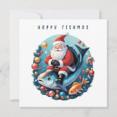 魚に乗ったサンタ シーズンカード (正面)